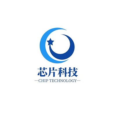 芯片科技月牙形星星蓝色简约LOGO