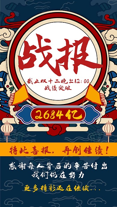炫酷国潮风销售战报手机海报