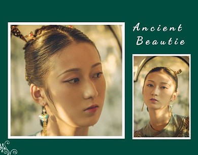 纯色背景古代美女生活照片