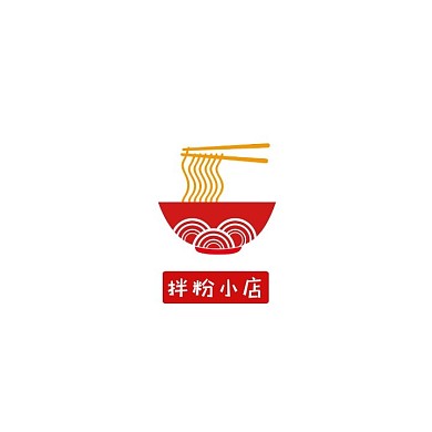 拌粉小吃店古风红色简约LOGO