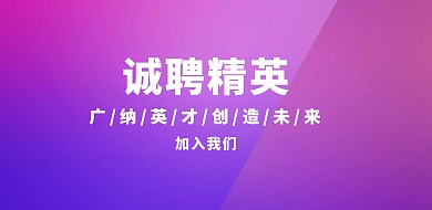 诚聘精英校园招聘粉色横版海报