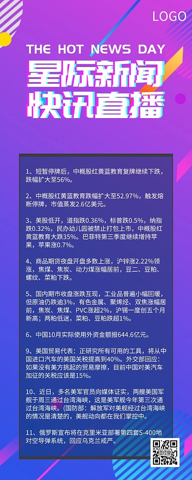 新闻快讯星际科技蓝紫抖音营销新闻长图