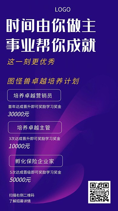 招聘主管企业奖励创意手机海报
