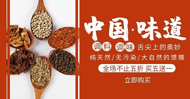 调料中国味道简约棕色轮播图海报