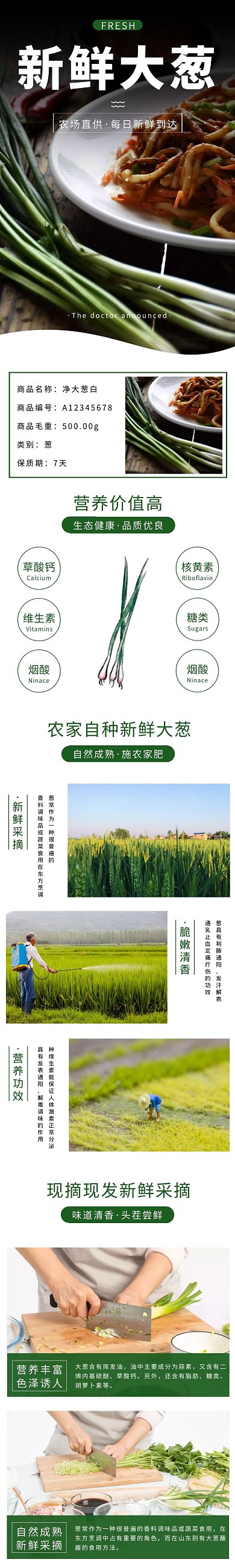 大葱简约大气绿色食品茶饮详情页