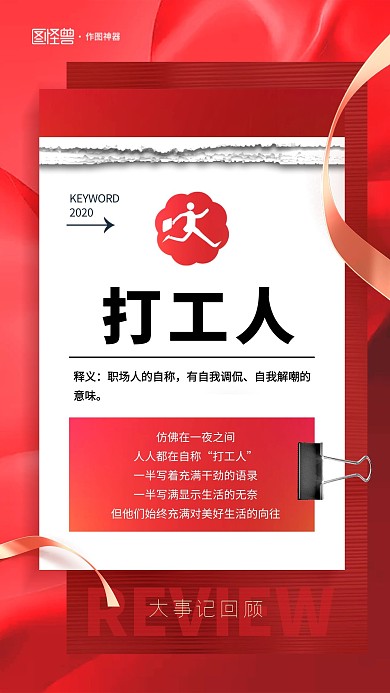 年度关键词回顾盘点日历手机海报