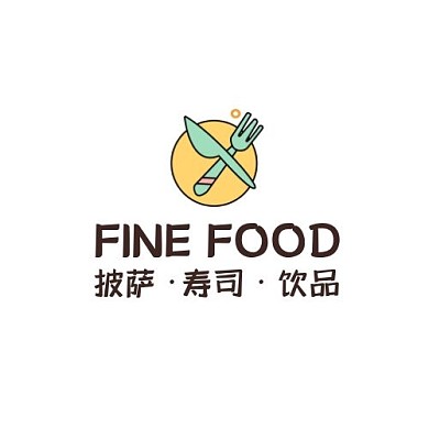 色彩简约简洁插画披萨寿司饮品logo