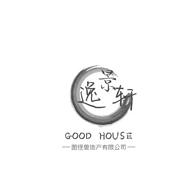 水墨古风荷花古典地产LOGO