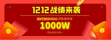 红色双十二战报简约电商全屏海报