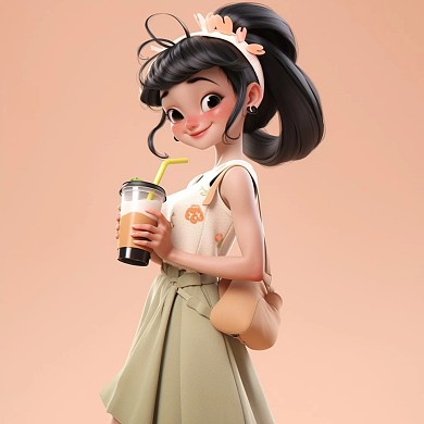 女孩情侣皮克斯风格微信头像