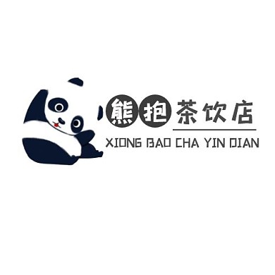 简约黑白配色卡通风格熊抱logo