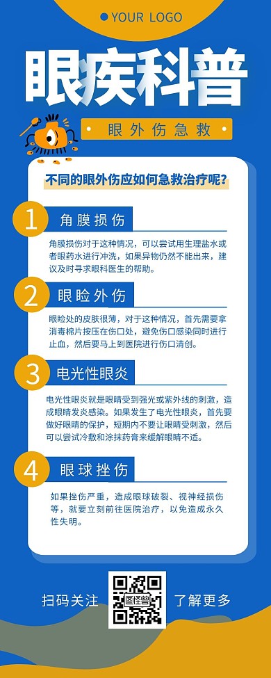 眼科疾病科普宣传介绍营销长图设计