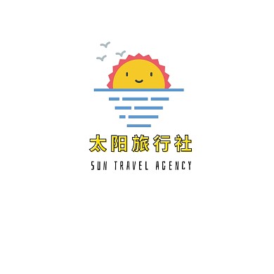 旅行旅游太阳风景彩色简约线条LOGO