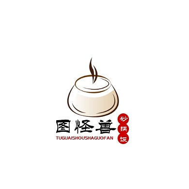 LOGO砂锅饭红色调简约风美食小吃