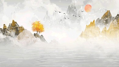 图怪兽原创元素古风新中式风格装饰画背景