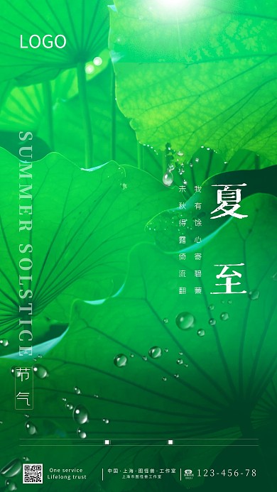 图怪兽原创元素摄影图海报夏至荷叶绿色池塘