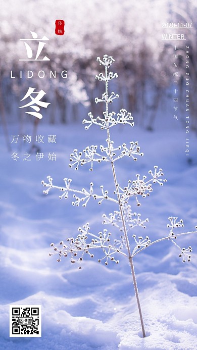 立冬二十四节气简约摄影图海报