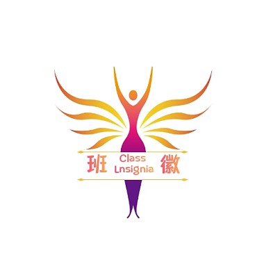 简约渐变紫色卡通翅膀班徽logo