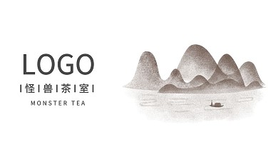 山水简约黑白禅意茶室名片