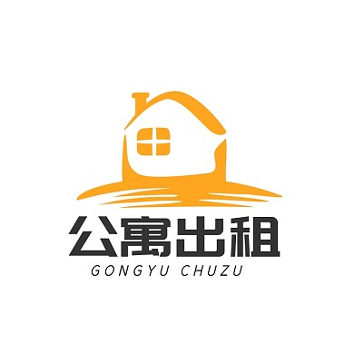 公寓出租房子橙色创意logo设计