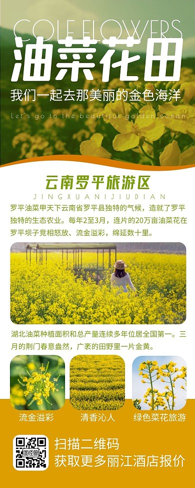 油菜花田绿色简约风宣传营销长图