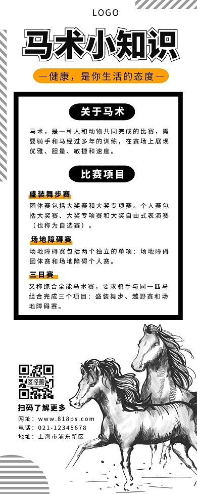 马术长图简约黑色小知识