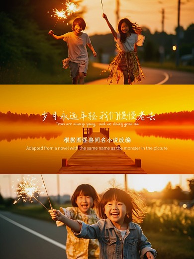 电影感人物拼图效果模板