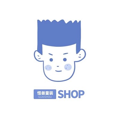 扁平插画手绘风童装服饰店logo
