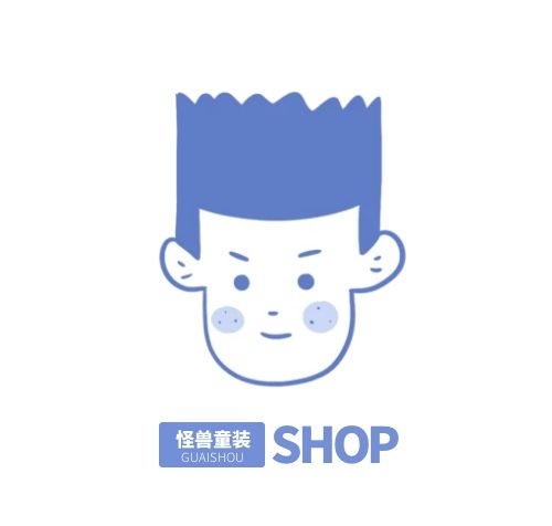 扁平插画手绘风童装服饰店logo