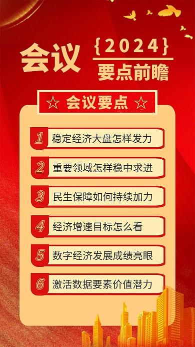 红色会议时事热点新闻资讯大气金色手机海报