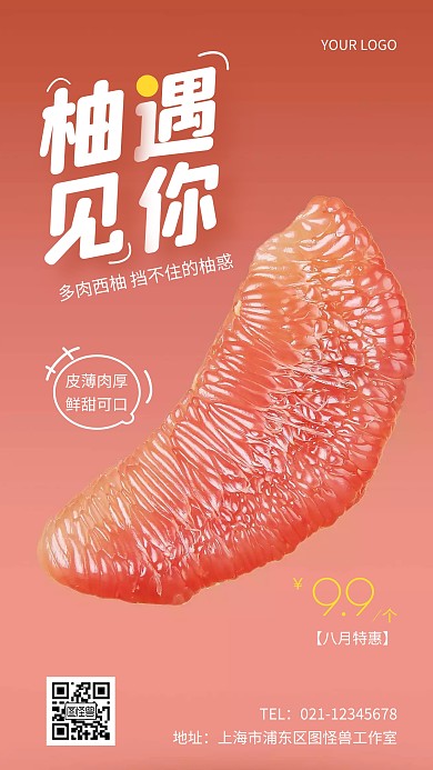 多肉西柚简约摄影图手机营销海报