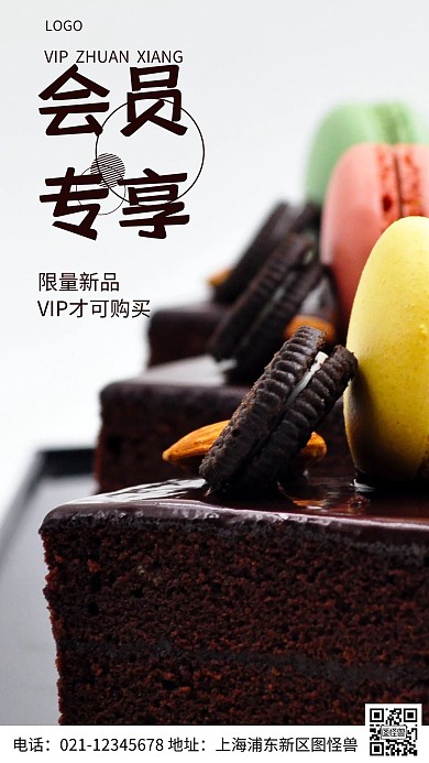 摄影图会员专享棕色简约风手机海报