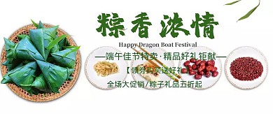 端午节粽子促销绿色简约公众号封面首图