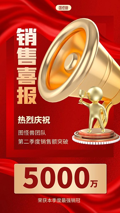立体风格企业销售喜报宣传3D海报