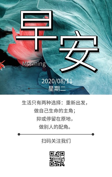 阳光草地简约清新早安心语营销日签励志