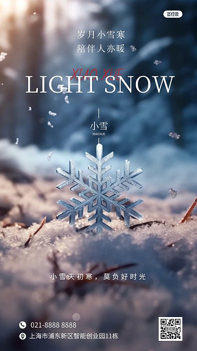 摄影风小雪节气问候祝福AIGC手机海报