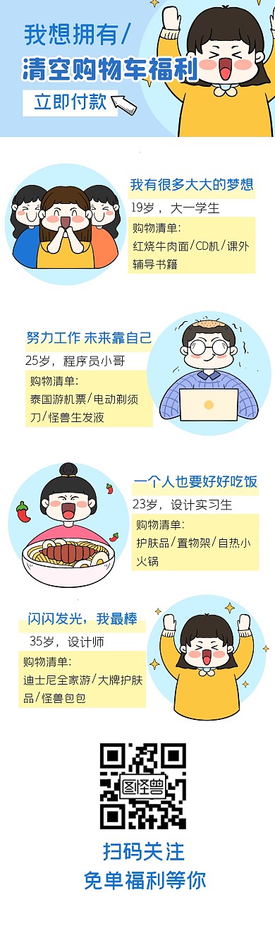 购物促销福利购物节条漫漫画