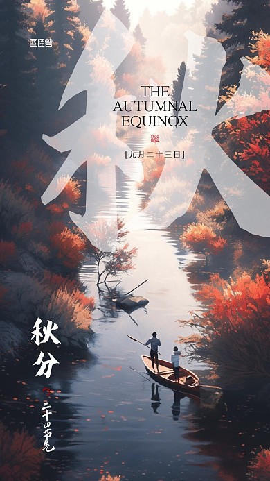 秋分二十四节气摄影图大气简约AIGC海报