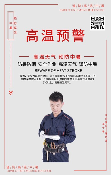高温预警预防中暑海报