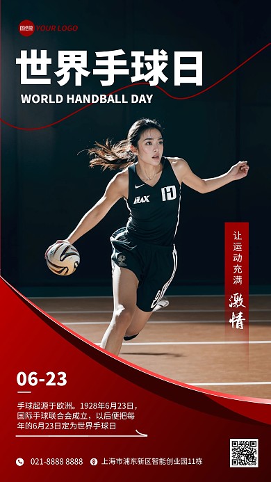 摄影风世界手球日节日宣传手机海报