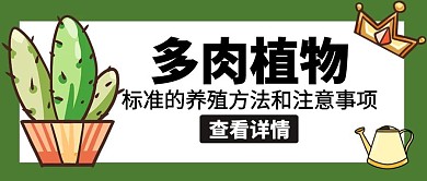 多肉植物仙人掌绿色卡通公众号封面