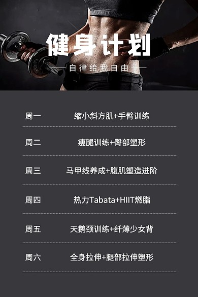 简约大气灰色健身计划表