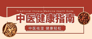 中医健康指南红色框简约实物公众号封面首图