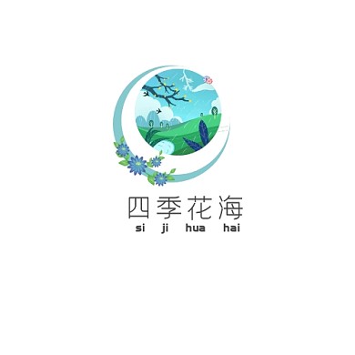 蓝色四季花海logo