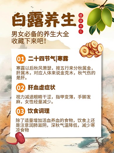 男女必备的寒露养生大全简约小红书封面首图