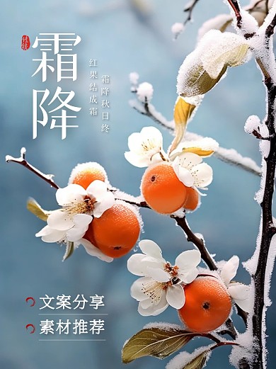 霜降文案插画素材推荐宣传创意小红书