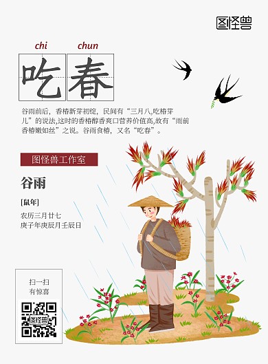 2020谷雨香椿食材吃春小清新海报