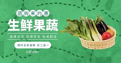 团购生鲜肉菜简约清新绿色电商banner