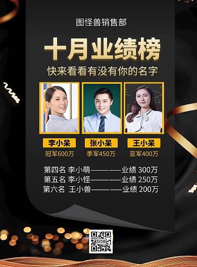 简约大气创意黑色表彰多人宣传海报