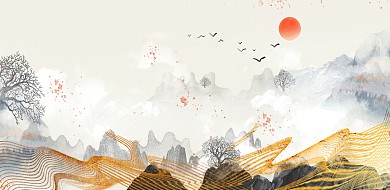 图怪兽原创元素新中式风格装饰画背景